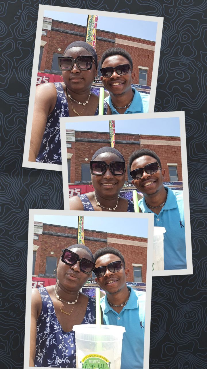 A collage of Paschal and Maryanne enjoying a sunny day together