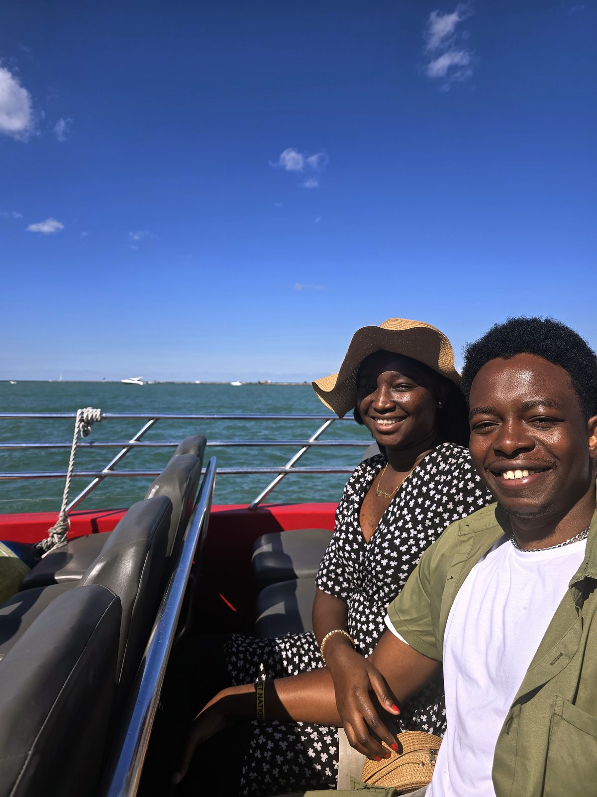 Paschal and Maryanne on a boat